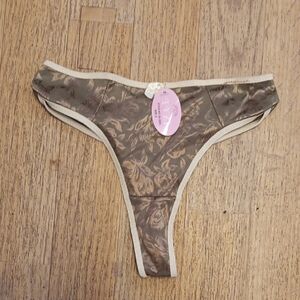 Brown Leaf Pattern Thong